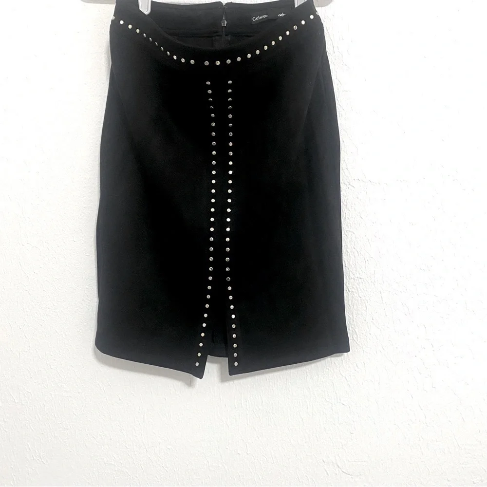 Catherine Malandrino Women’s Faux Leather with Gold Sequins Pencil Skirt Size 2